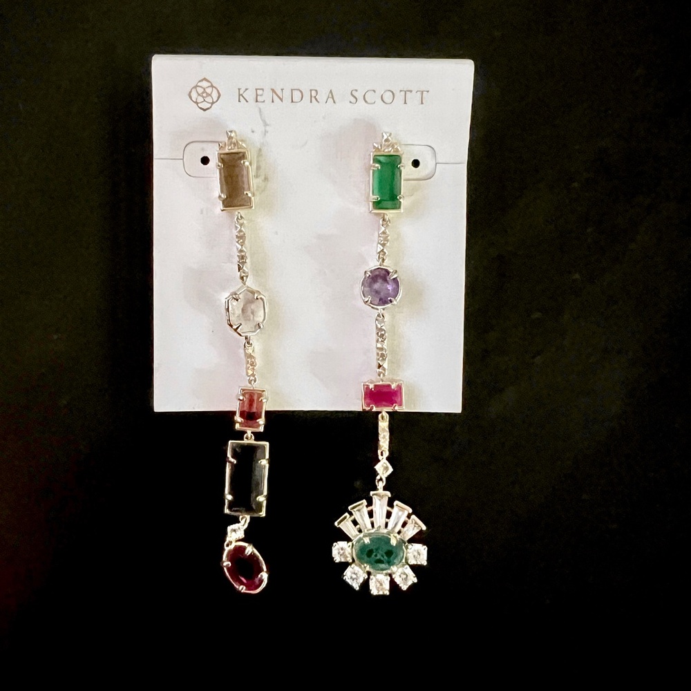 NWOT Kendra Scott Muzzie Mixed Crystal Drop Earrings, Pierced, 14K Gold plated - Picture 9 of 10